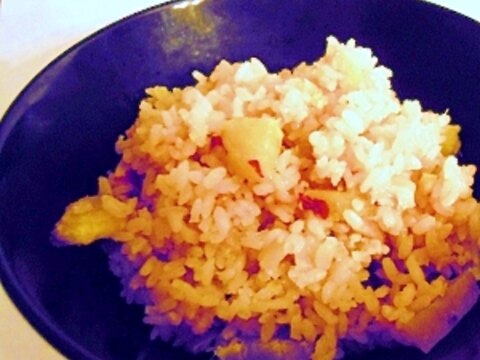 簡単☆ホクホク♪さつま芋と干し椎茸の炊き込みご飯